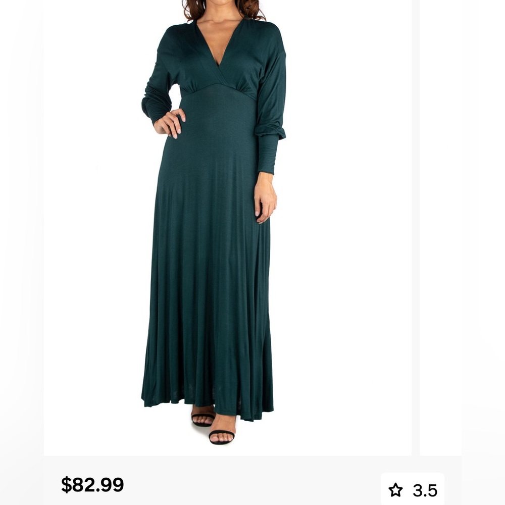 24/7 Comfort Apparel Teal Long Sleeve Maxi Dress